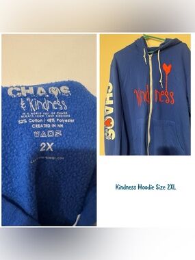 Blue Zip-Up Hoodie with Heart Detail - Size 2X